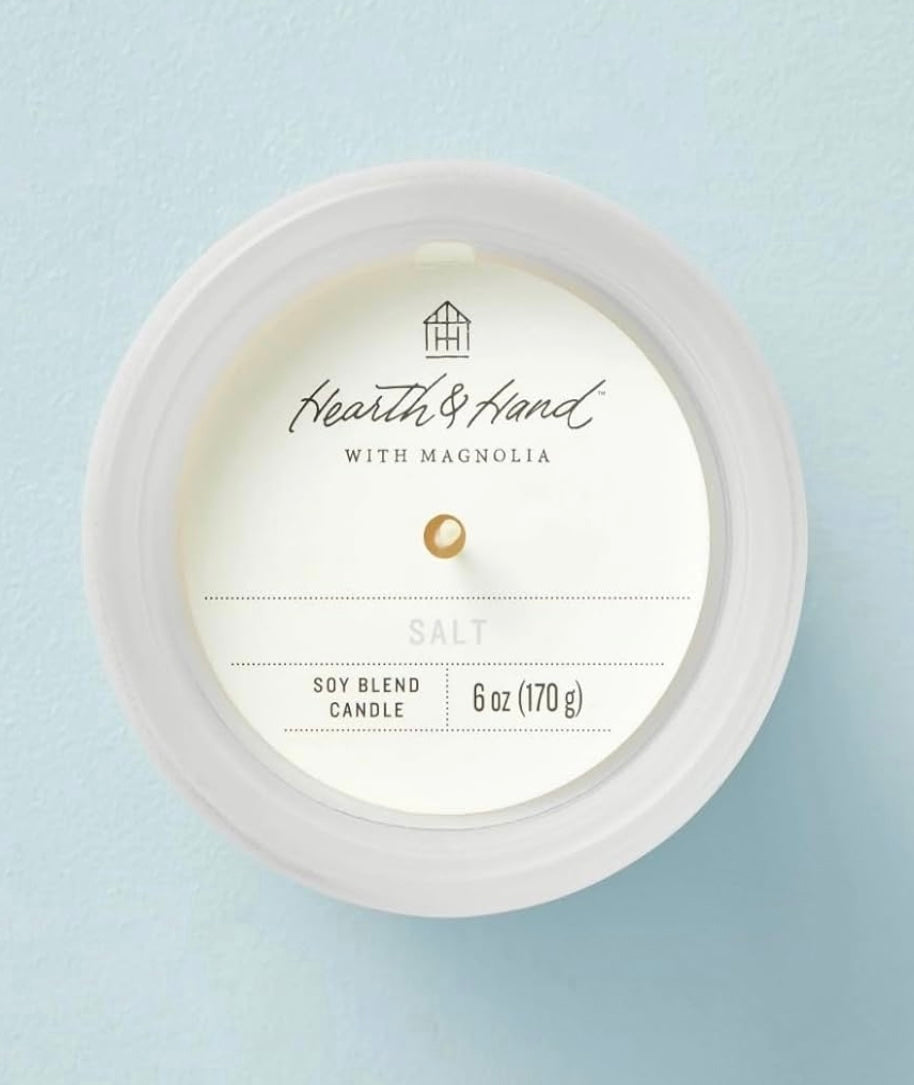 DISCONTINUED!! Colored Glass Salt Jar Candle Gray 6oz - Hearth & Hand™ with Magnolia: Soy Blend, 30hr Burn Time