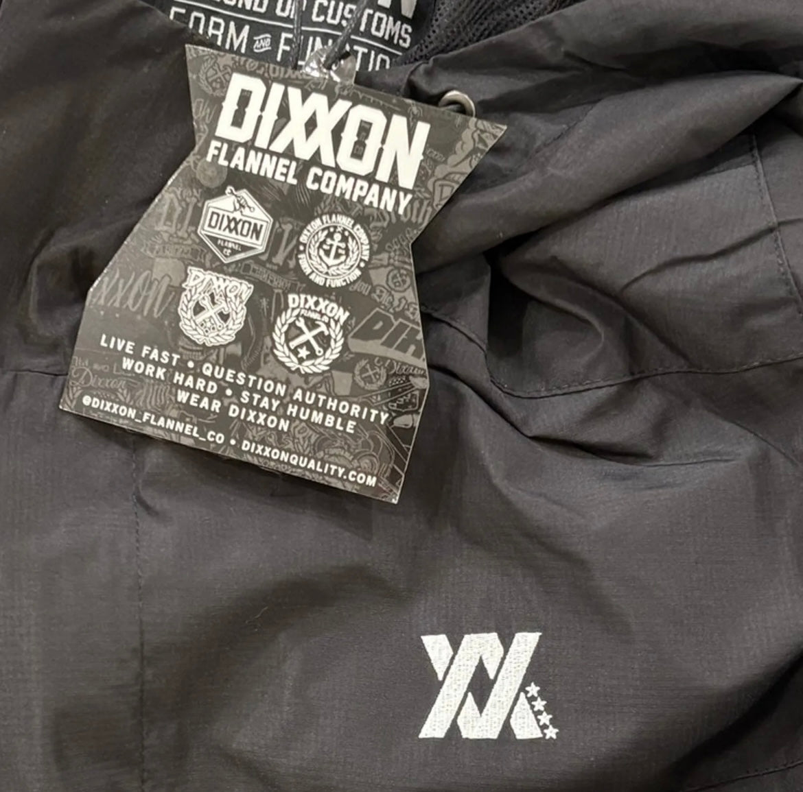 Dixxon Flannel Co Tech Jacket Hooded Windbreaker Large Black