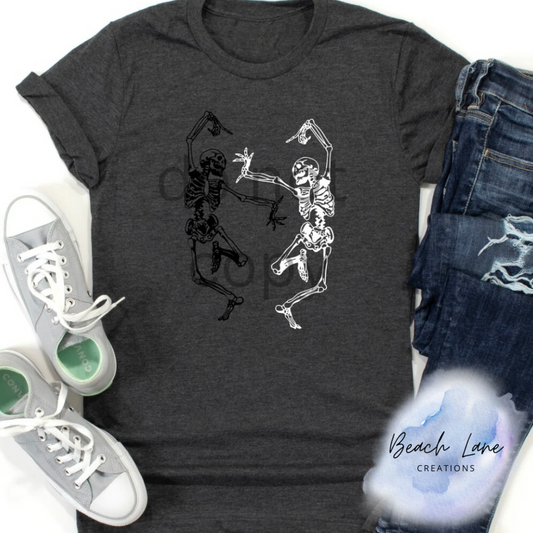 Black and White Dancing Skellies Tee