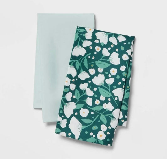 2pk Body Pillow Cover Dark Green Floral/Mint Green - Room Essentials™