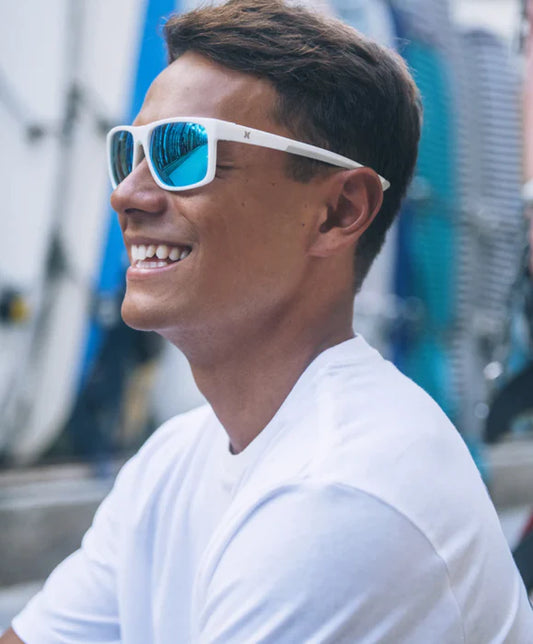 Hurley Ventura Floating Frame White Frame, Blue Lenses Polarized