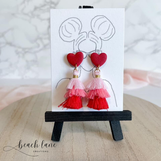 Heart with Tassel Earrings