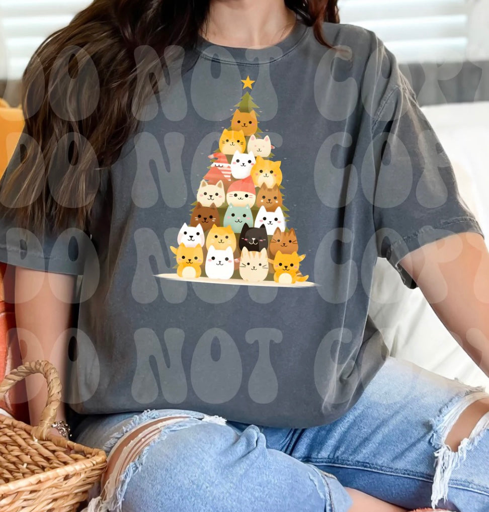 Cat Christmas Tree Tee