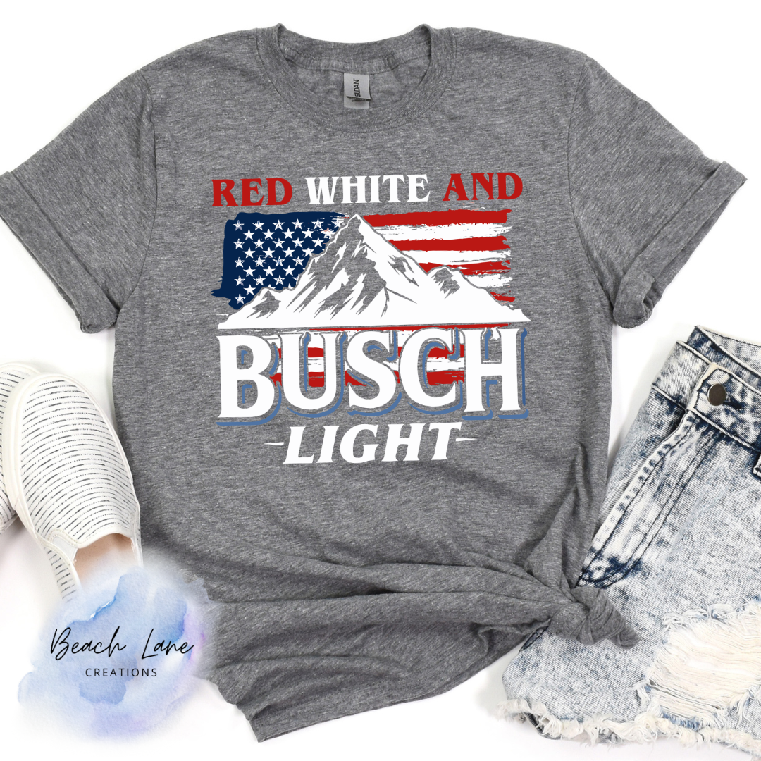 Red White and Busch Light Tee