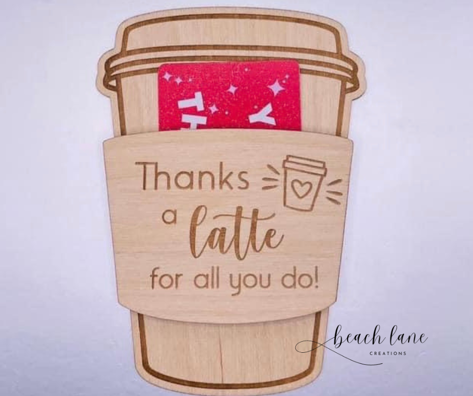 Wooden Latte Gift Card Holder