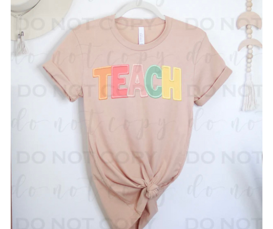 Faux Embroidery "Teach" Tee